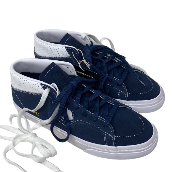 Converse Cons Louie Lopez Pro Suede Sneakers For Men Mid Top White Navy A06235C - Picture 3 of 9